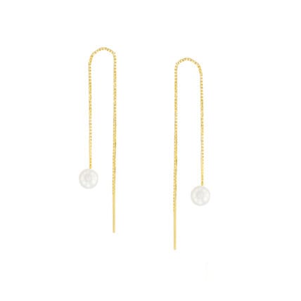 עגילי פנינה תלויים ארוכים, 14K זהב, דגם E-KWR1210-3