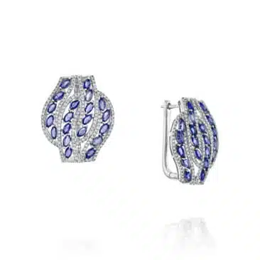 עגילי אבן ספיר ויהלומים, זהב 14K, דגם EDSEF32266SA