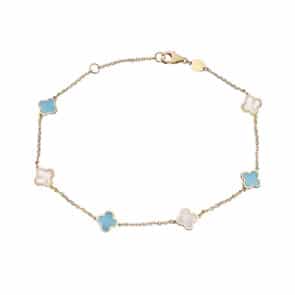 צמיד כחול לבן אבני חן, זהב 14K, דגם B277-283501TQ-MP