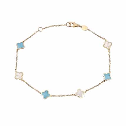 צמיד כחול לבן אבני חן, זהב 14K, דגם B277-283501TQ-MP