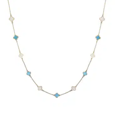 שרשרת כחול לבן אבני חן, זהב 14K, דגם C277-283501TQ-MP