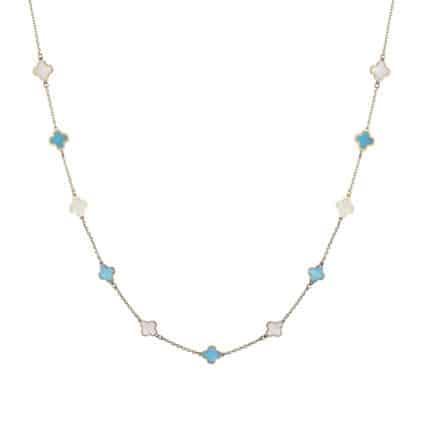 שרשרת כחול לבן אבני חן, זהב 14K, דגם C277-283501TQ-MP