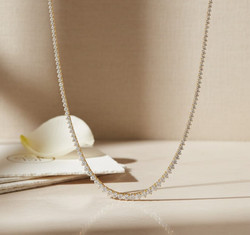 שרשרת יהלומי מעבדה, זהב 14K, משובצת 10.00 קראט יהלומים, דגם CDLNC03634