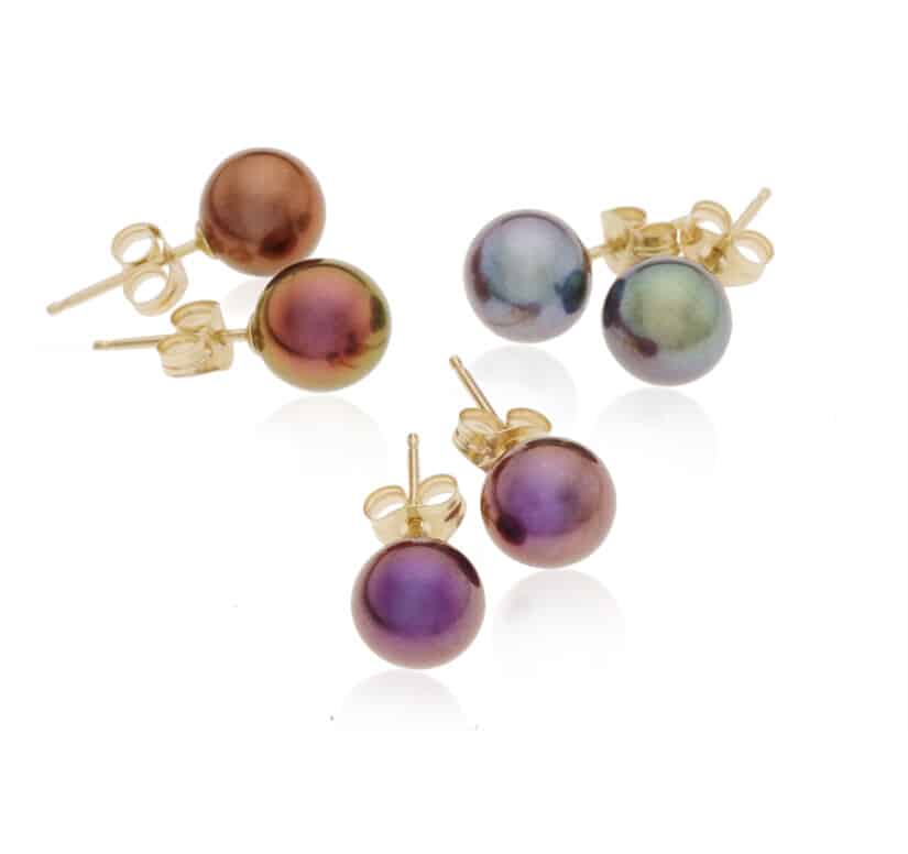 עגילי פנינה אפורה מים מתוקים בגודל 6-7 מ