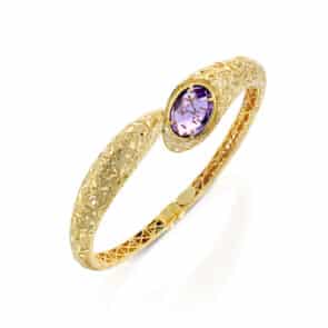 צמיד וינטאג משובץ אבן אמטיסט, 14K זהב, דגם BS2122100B