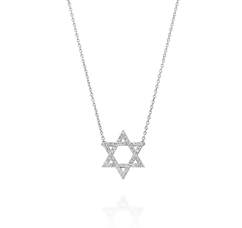 שרשרת מגן דוד משובצת יהלומים, זהב 14k, דגם CDSPF24887