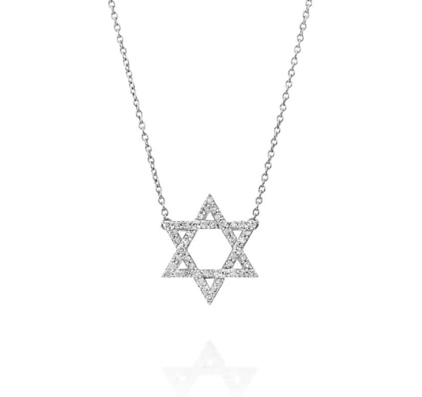 שרשרת מגן דוד משובצת יהלומים, זהב 14k, דגם CDSPF24887