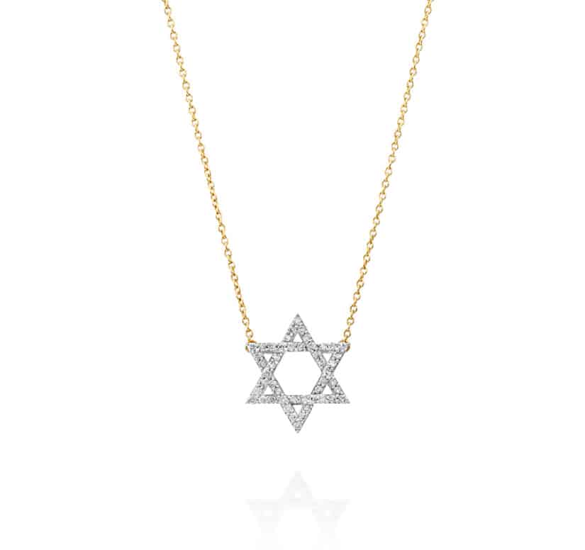 שרשרת מגן דוד משובצת יהלומים, זהב 14k, דגם CDSPF24887
