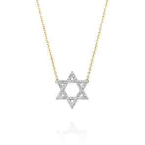 שרשרת מגן דוד משובצת יהלומים, זהב 14k, דגם CDSPF24887