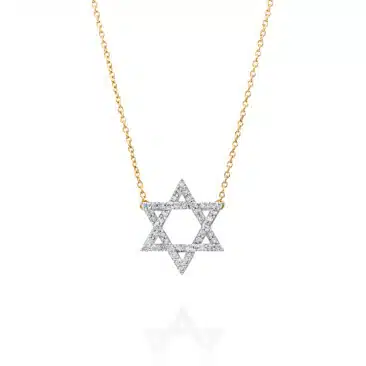 שרשרת מגן דוד משובצת יהלומים, זהב 14k, דגם CDSPF24887