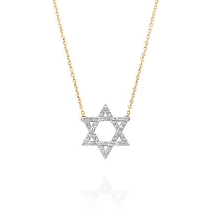 שרשרת מגן דוד משובצת יהלומים, זהב 14k, דגם CDSPF24887