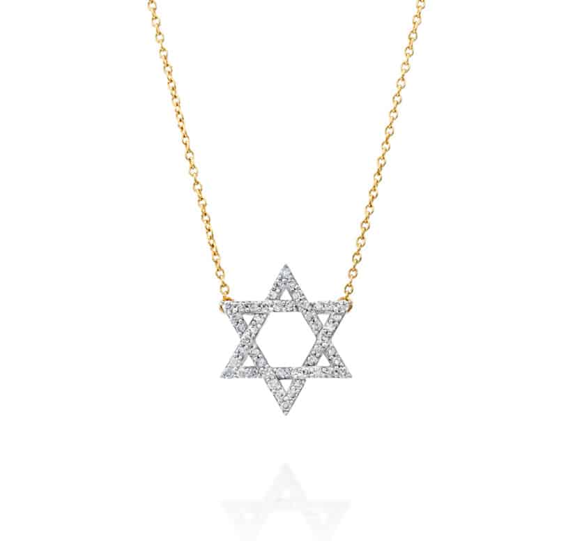 שרשרת מגן דוד משובצת יהלומים, זהב 14k, דגם CDSPF24887