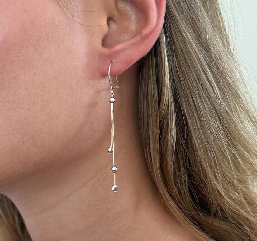 עגילי זהב תלויים ארוכים, 14K זהב, דגם  E-GAVH0019-2