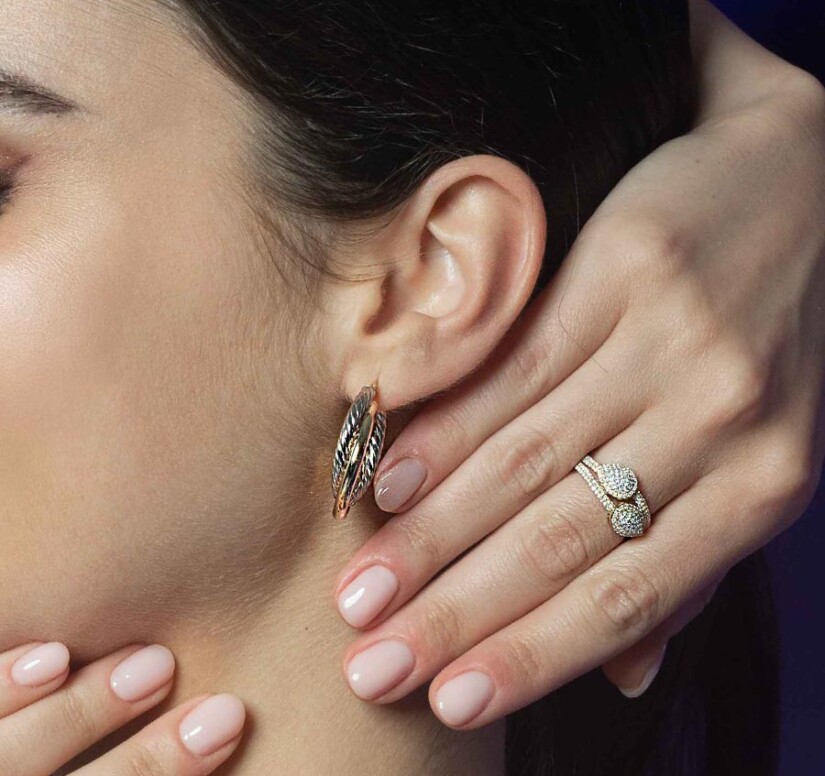 עגילי זהב 14K , דגם  E121-15850015698-20