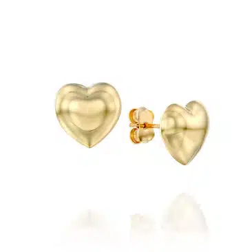 עגילי זהב צמודים בצורת לב, 14K זהב, דגם E277-257189