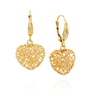 עגילי זהב בצורת לב, 14K זהב, דגם E409-OR2712