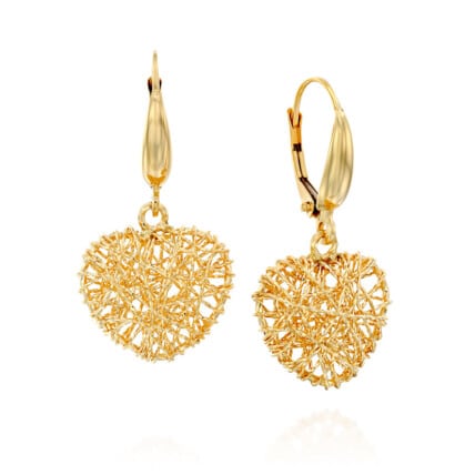 עגילי זהב בצורת לב, 14K זהב, דגם E409-OR2712