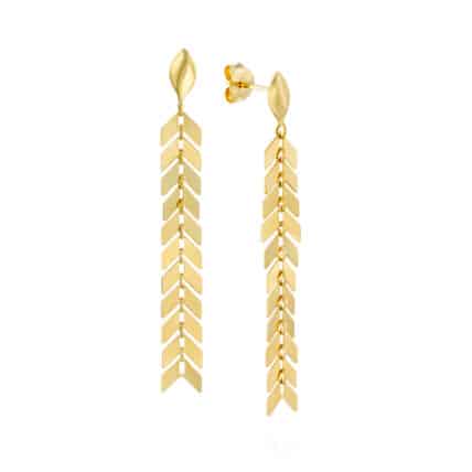 עגילי זהב תלויים ארוכים, 14K זהב, דגם  E425-CHE01-260363