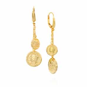 עגילי זהב תלויים, 14K זהב, דגם E426-OR018AA