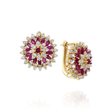 עגילי רובי ויהלומים, זהב 14K, דגם EDSEF32257RU