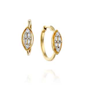 עגילי יהלומים מזהב K14, משובצים 0.36 קראט יהלומים, דגם EDSEH02307