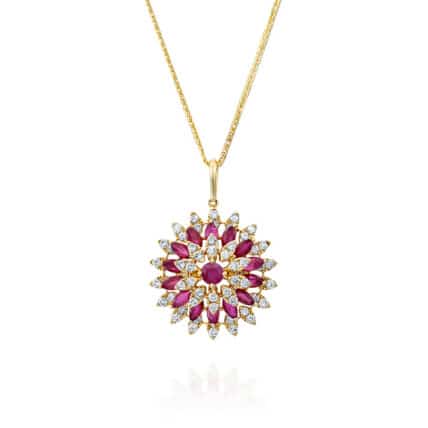 תליון רובי ויהלומים, זהב 14K, דגם PDPF13732RU