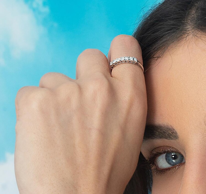 טבעת יהלומים, זהב 14K משובצת 0.10 קראט יהלומים, דגם RDRA3723