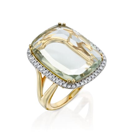 טבעת אמטיסט ירוק ויהלומים, זהב 14K, משובצת אבן אמטיסט ירוקה ו-0.30 קראט יהלומים, דגם RDSRF33107GA