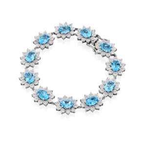 צמיד אבן בלו טופז ויהלומים, זהב צהוב 14k, דגם BDSBF10824BT