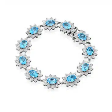 צמיד אבן בלו טופז ויהלומים, זהב צהוב 14k, דגם BDSBF10824BT