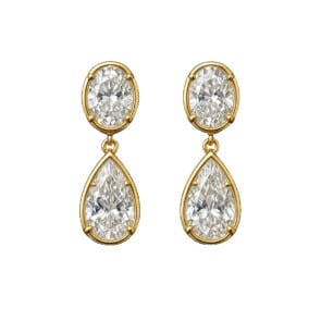 עגילים יהלומי מעבדה, זהב 14K, משובצים 4.00 קראט יהלומים, דגם EDL4086