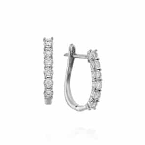 עגילי חישוק יהלומים מזהב K14, משובצים 0.25 קראט יהלומים, דגם EDSEF32362