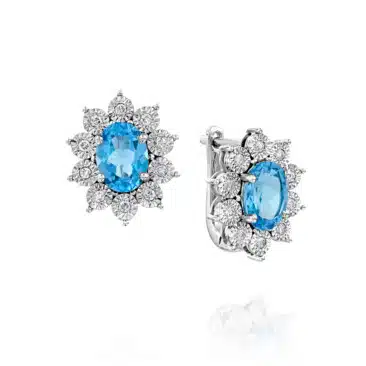 עגילי אבן חן בלו טופז, יהלומים, זהב 14 קרט, דגם EDSEF33007BT