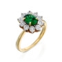 טבעת אמרלד סינטטי ויהלומים, זהב 14K, משובצת 0.10 קראט יהלומים, דגם RDSRF32379EMS
