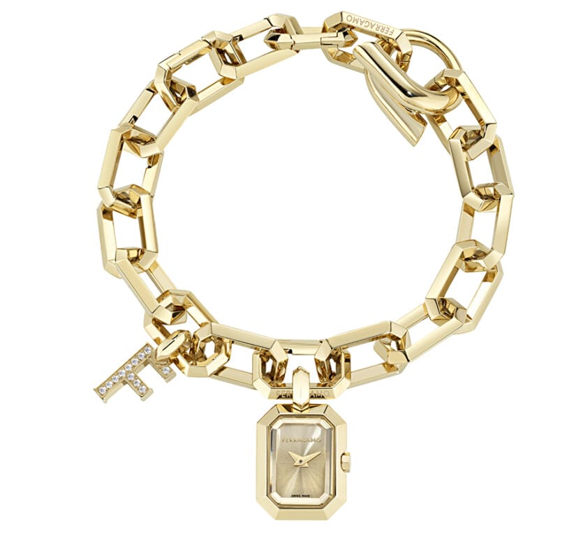 שעון-צמיד עם יהלומים Ferragamo מקולקציית CRYSTAL TANK PETITE, שעון לאישה ,דגם SFTQ00325