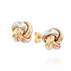 עגילי מזהב שלושה צבעים 14K, צמודים לאוזן, דגם E277-186080
