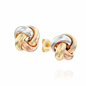 עגילי מזהב שלושה צבעים 14K, צמודים לאוזן, דגם E277-186080