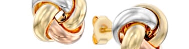 עגילי מזהב שלושה צבעים 14K, צמודים לאוזן, דגם E277-186080