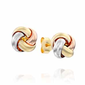 עגילים מזהב שלושה צבעים 14K, צמודים לאוזן, דגם E277-186083-215100B