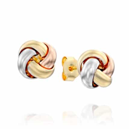 עגילים מזהב שלושה צבעים 14K, צמודים לאוזן, דגם E277-186083-215100B