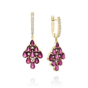 עגילי רובי ויהלומים, זהב 14K, דגם ED17511RU