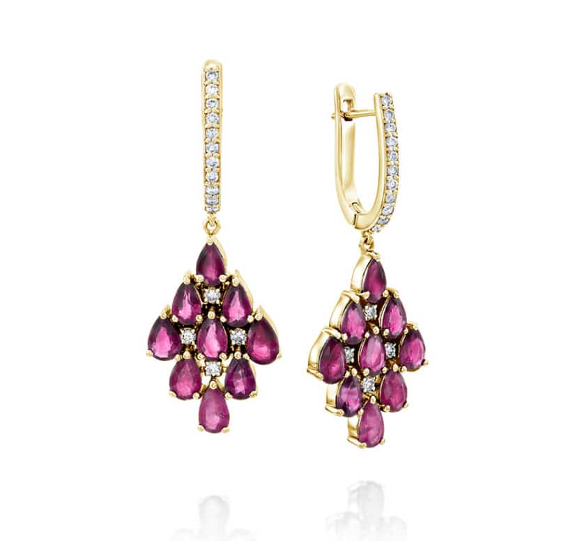 עגילי רובי ויהלומים, זהב 14K, דגם ED17511RU