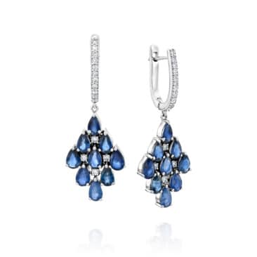 עגילי ספיר ויהלומים, זהב 14K, דגם ED17511SA