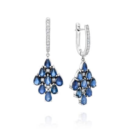 עגילי ספיר ויהלומים, זהב 14K, דגם ED17511SA