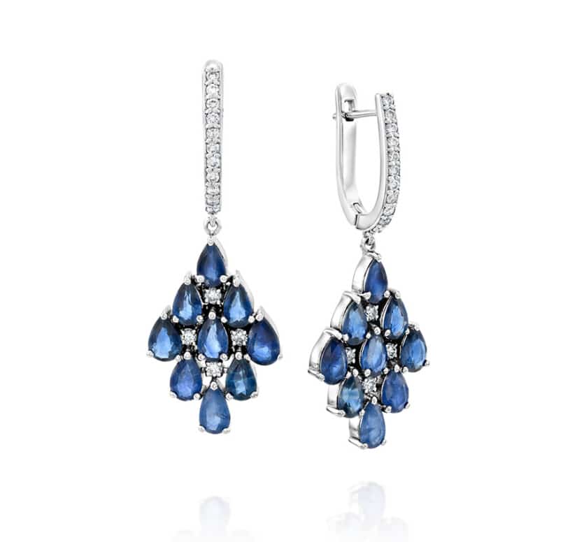 עגילי ספיר ויהלומים, זהב 14K, דגם ED17511SA