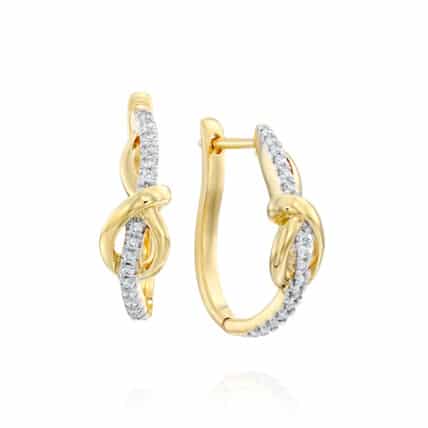 עגילי יהלומים, 14K זהב, משובצים 0.20 קראט הלומים, דגם EDEF22052