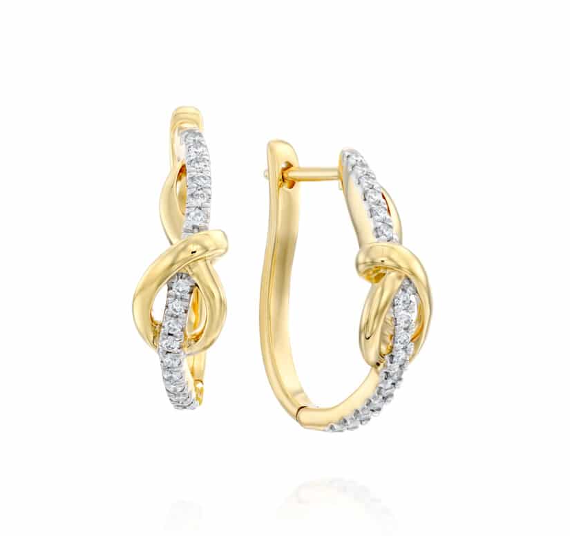 עגילי יהלומים, 14K זהב, משובצים 0.20 קראט הלומים, דגם EDEF22052