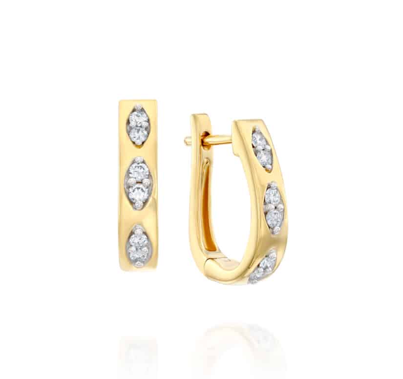 עגילי יהלומים, 14K זהב, משובצים 0.33 קראט הלומים, דגם EDSEF32999