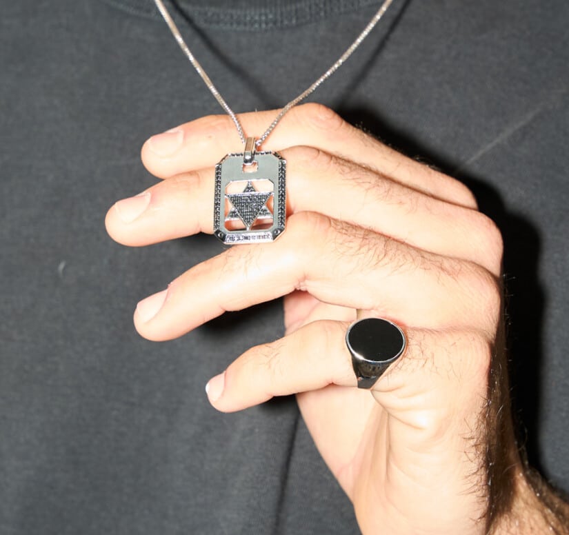 תליון מגן דוד משובץ יהלומים שחורים, זהב 14K, משובץ 0.75 קראט יהלומים, דגם PDPM01586BLD