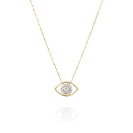 תליון עין, זהב 14K, משובץ 0.12 קראט יהלומים, דגם PDSPF24883